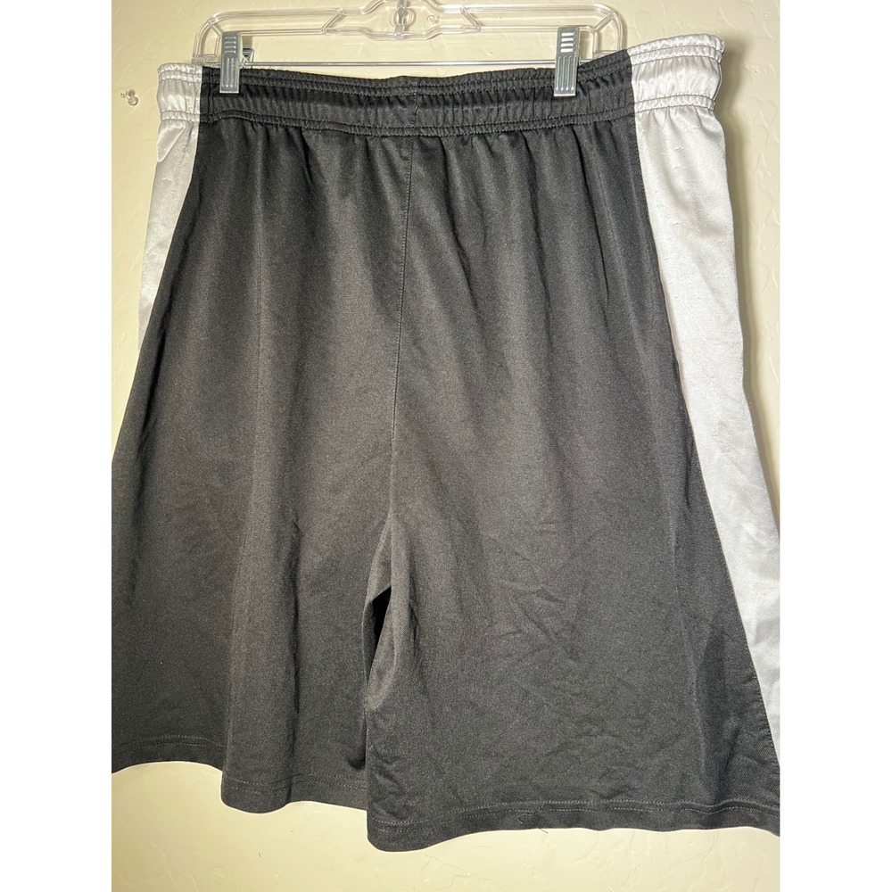 Reebok Mens XL Black Silver Athletic Basketball Shorts Mesh Gym Workout Logo